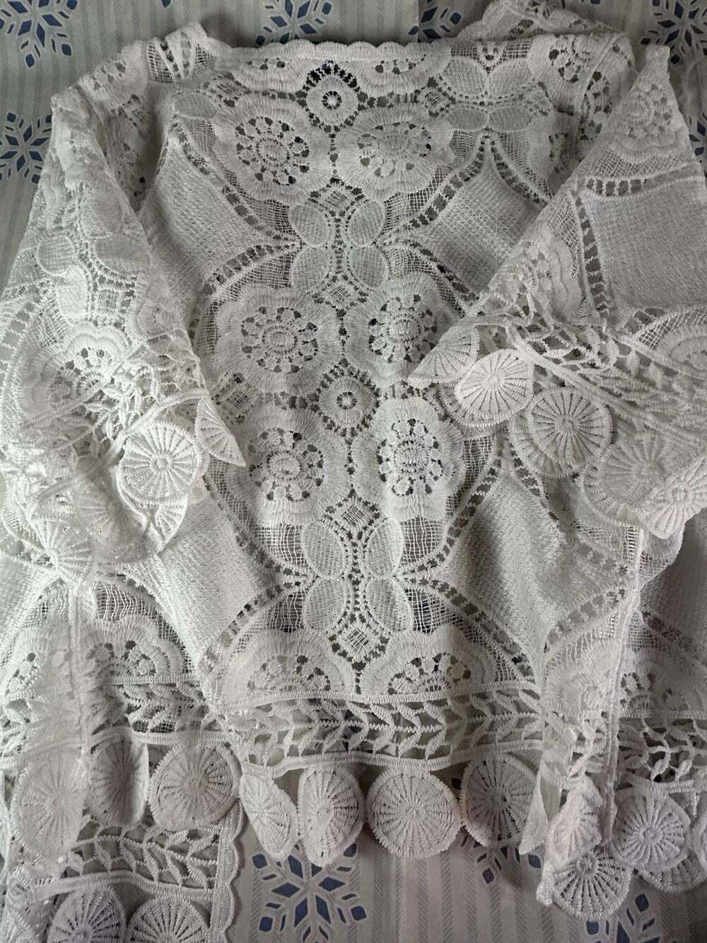 Rabbit Rabbit Rabbit Designs White Geometric Lace Cardigan - Picture 9 of 9